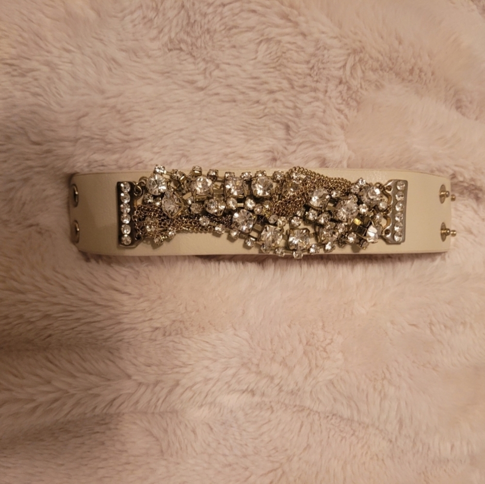 2 for $50 - Guess Women’s Cream Rhinestones & Chain's Adjustable Cuff